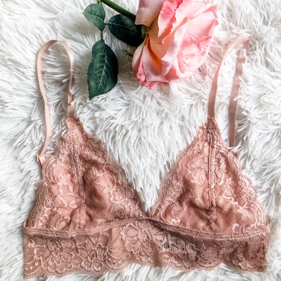 Blush Lace Mesh Lined Triangle Bralette - Picture 2 of 12